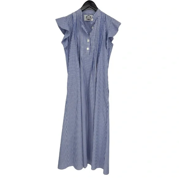 blue cotton poplin maxi shirt dress by evi grintela Evi Grintela Juliette Floral-Print Cotton Maxi Shirt Dress In Blue - 52% Off